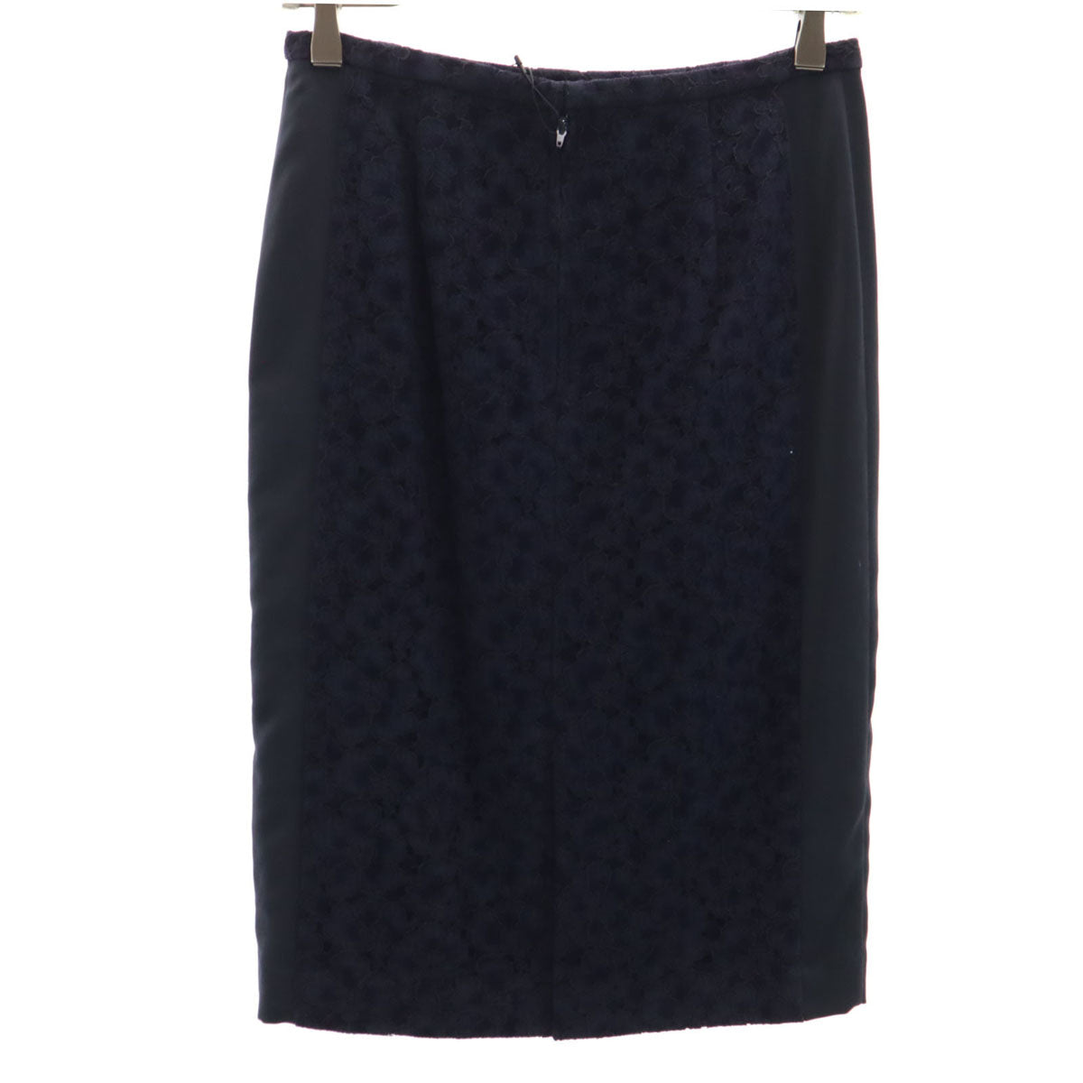 未使用 ESTNATION エストネーション 日本製 レース柄 ミディ丈 タイトスカート 38 ネイビー レディース