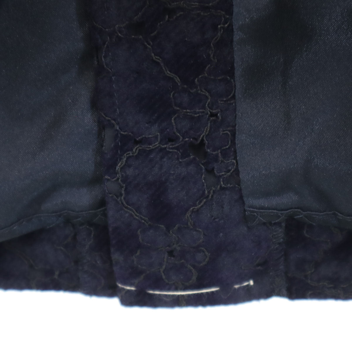 未使用 ESTNATION エストネーション 日本製 レース柄 ミディ丈 タイトスカート 38 ネイビー レディース