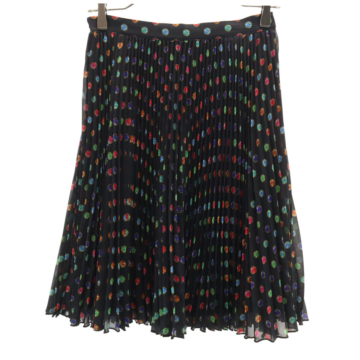 MOSCHINO BOUTIQUE モスキーノ ブティック 総柄 ミディ丈 プリーツスカート 38 ブラック レディース