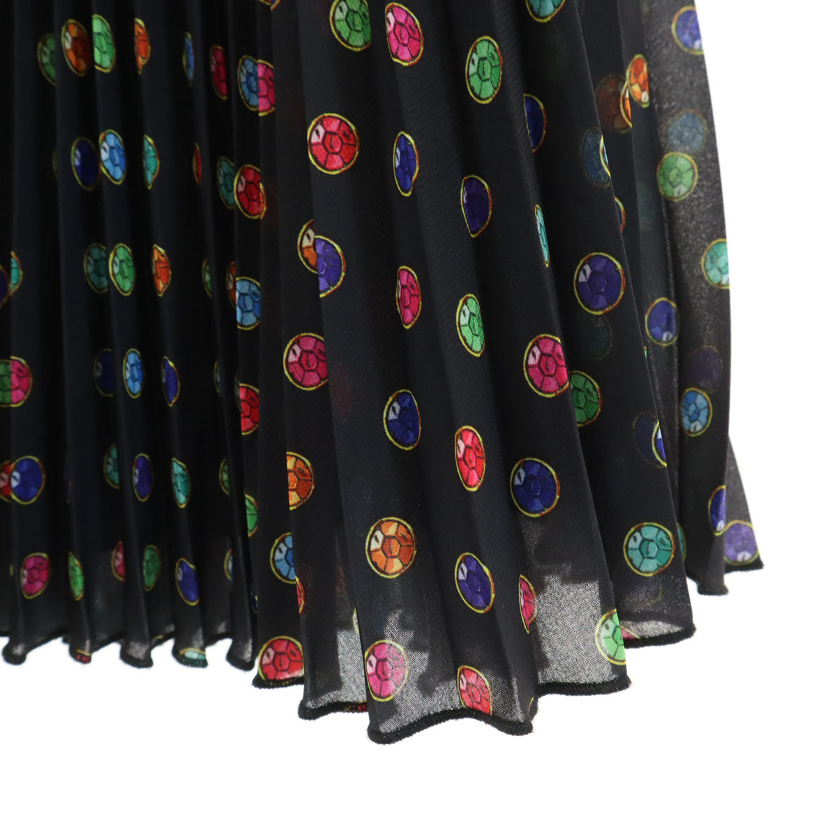 MOSCHINO BOUTIQUE モスキーノ ブティック 総柄 ミディ丈 プリーツスカート 38 ブラック レディース