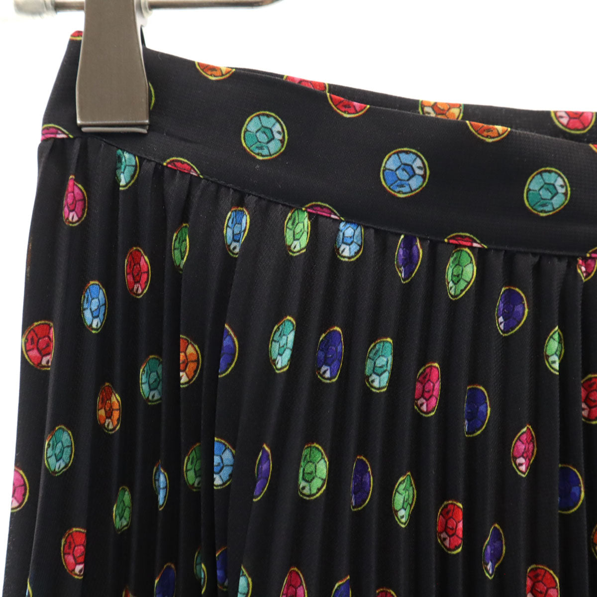 MOSCHINO BOUTIQUE モスキーノ ブティック 総柄 ミディ丈 プリーツスカート 38 ブラック レディース