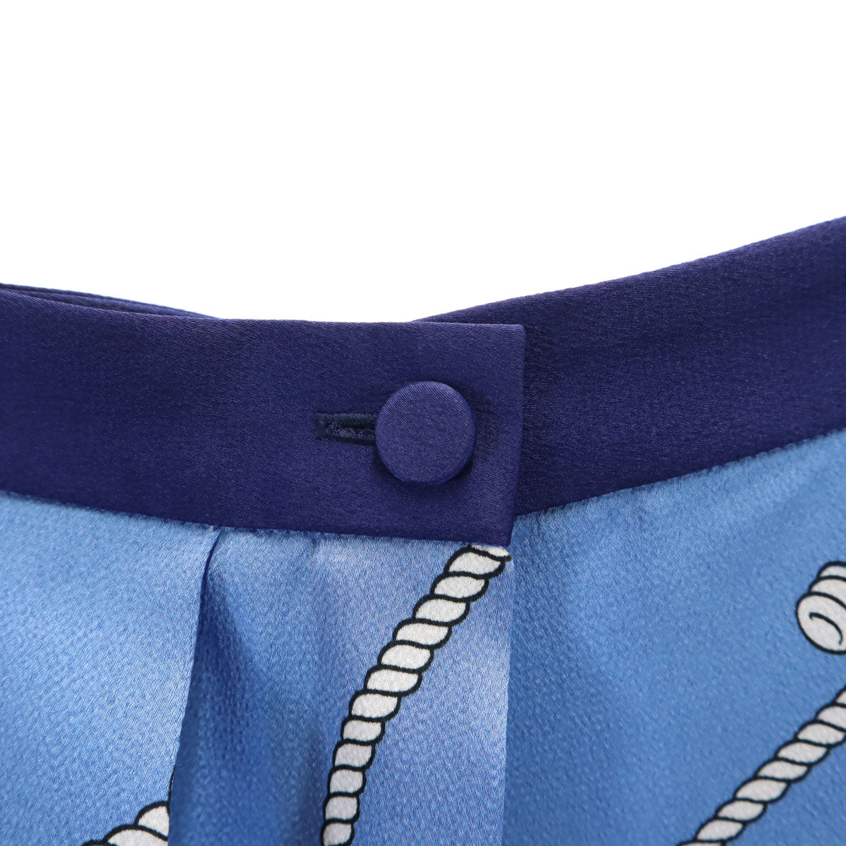 未使用 DRESSTERIOR ドレステリア 日本製 ロープ柄 ミモレ丈 プリーツスカート 38 ブルー系 レディース