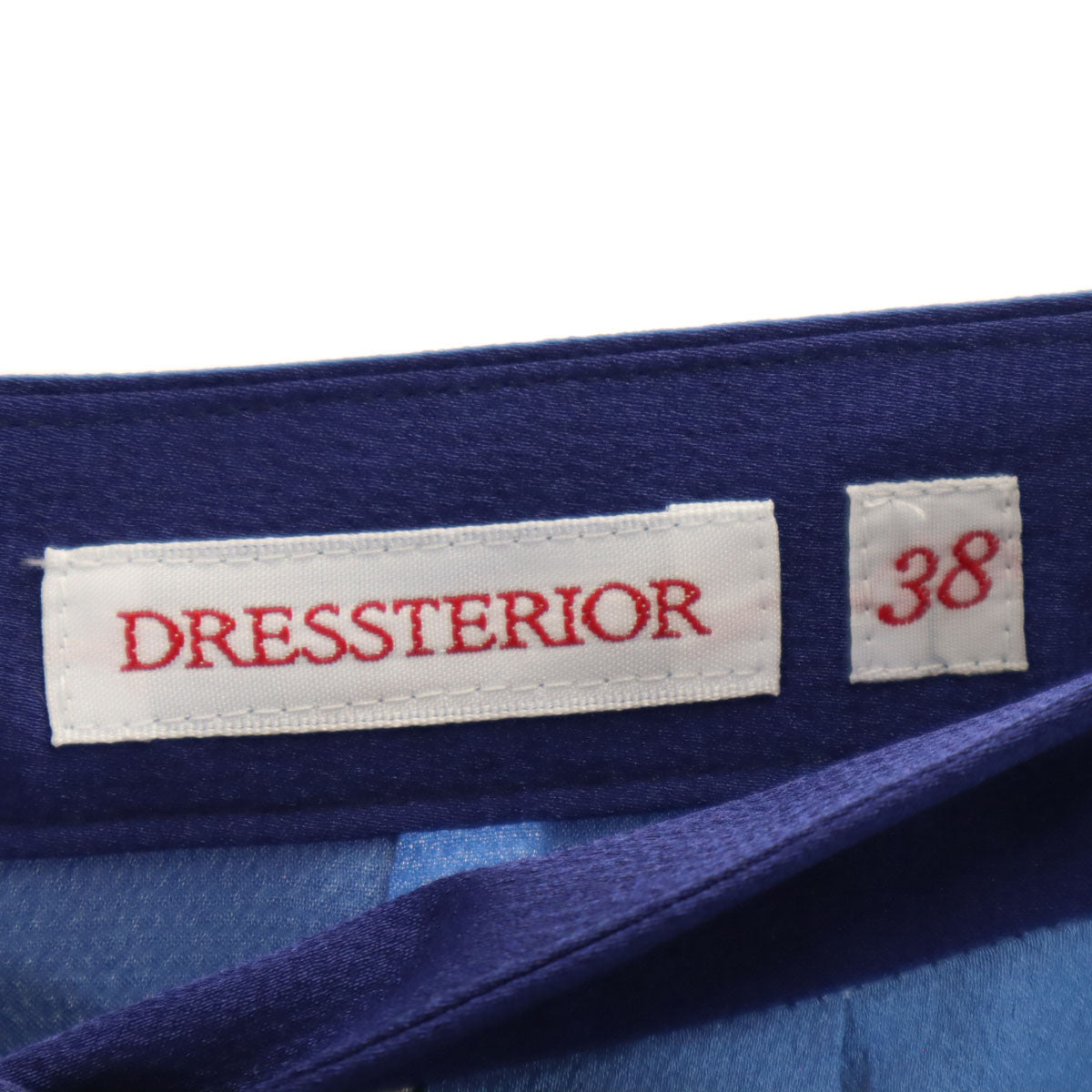 未使用 DRESSTERIOR ドレステリア 日本製 ロープ柄 ミモレ丈 プリーツスカート 38 ブルー系 レディース