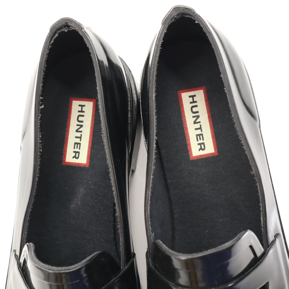 ハンター コインローファー レインシューズ UK 8 ブラック HUNTER リファインド グロス ペニー MFF9107RGL 箱付き メンズ