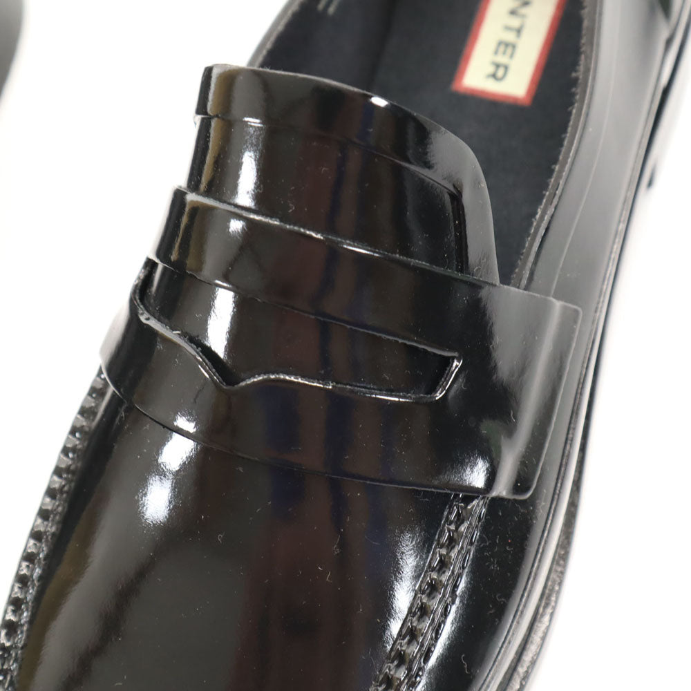 ハンター コインローファー レインシューズ UK 8 ブラック HUNTER リファインド グロス ペニー MFF9107RGL 箱付き メンズ