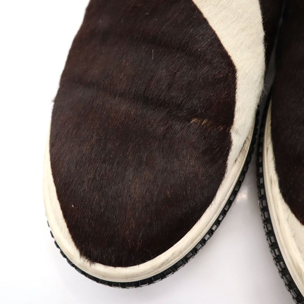 Sergio Rossi セルジオロッシ イタリア製 ホルスタイン ハラコレザー スリッポン 37 ブラック シューズ レディース