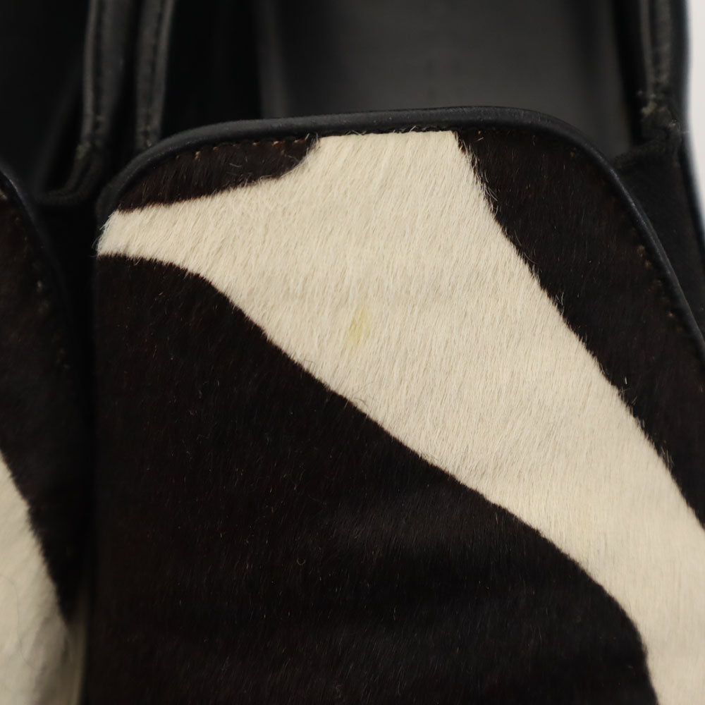 Sergio Rossi セルジオロッシ イタリア製 ホルスタイン ハラコレザー スリッポン 37 ブラック シューズ レディース