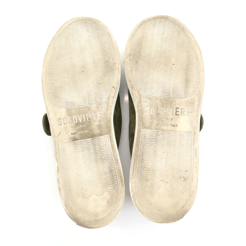ソロヴィエール イタリア製 RUDY ベルクロ スエードレザー シューズ 40 カーキ ユニセックス スニーカー メンズ