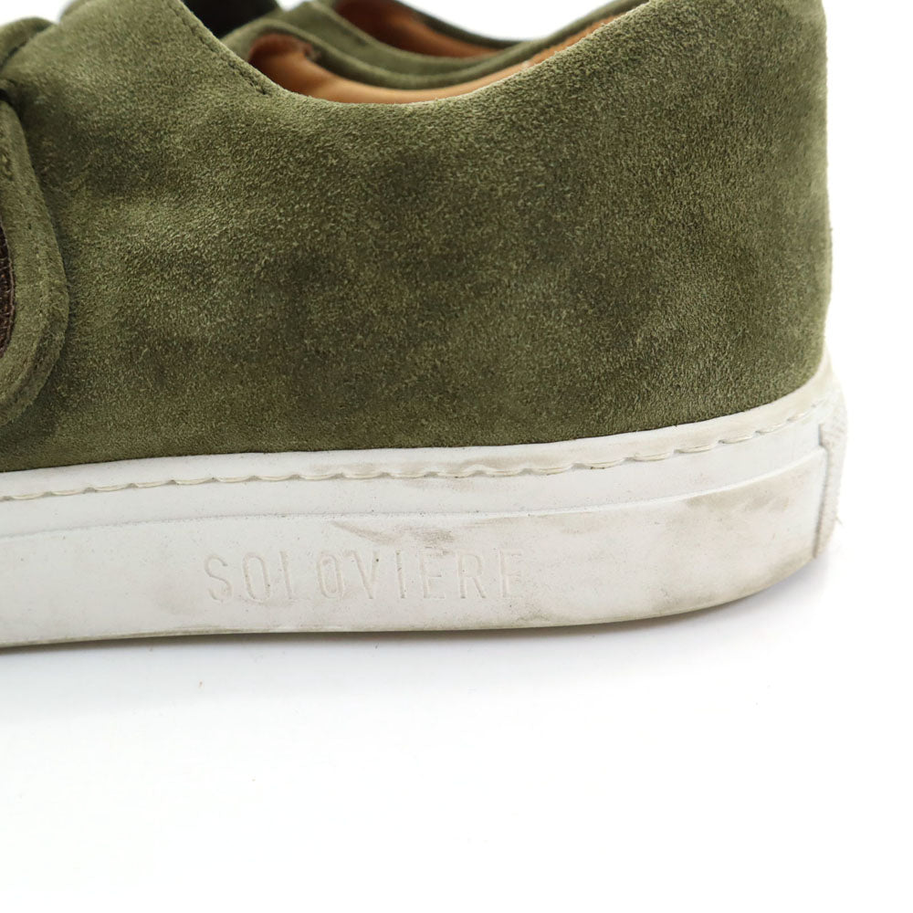 ソロヴィエール イタリア製 RUDY ベルクロ スエードレザー シューズ 40 カーキ ユニセックス スニーカー メンズ