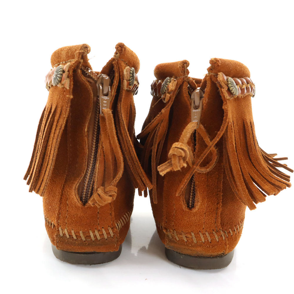 ミネトンカ アースミュージック ショートブーツ モカシン 8 ブラウン Minnetonka ダブルネーム レディース