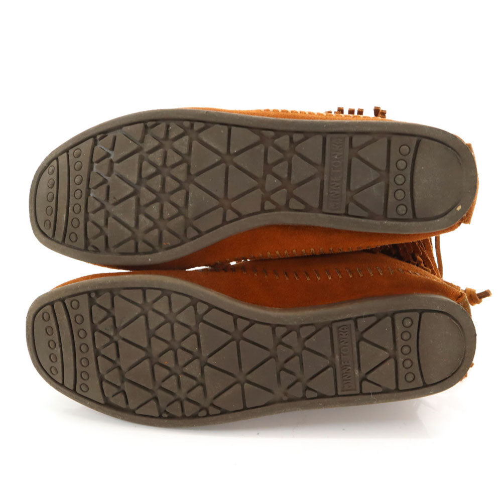 ミネトンカ アースミュージック ショートブーツ モカシン 8 ブラウン Minnetonka ダブルネーム レディース