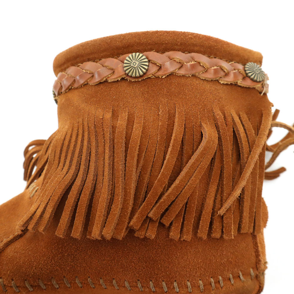 ミネトンカ アースミュージック ショートブーツ モカシン 8 ブラウン Minnetonka ダブルネーム レディース