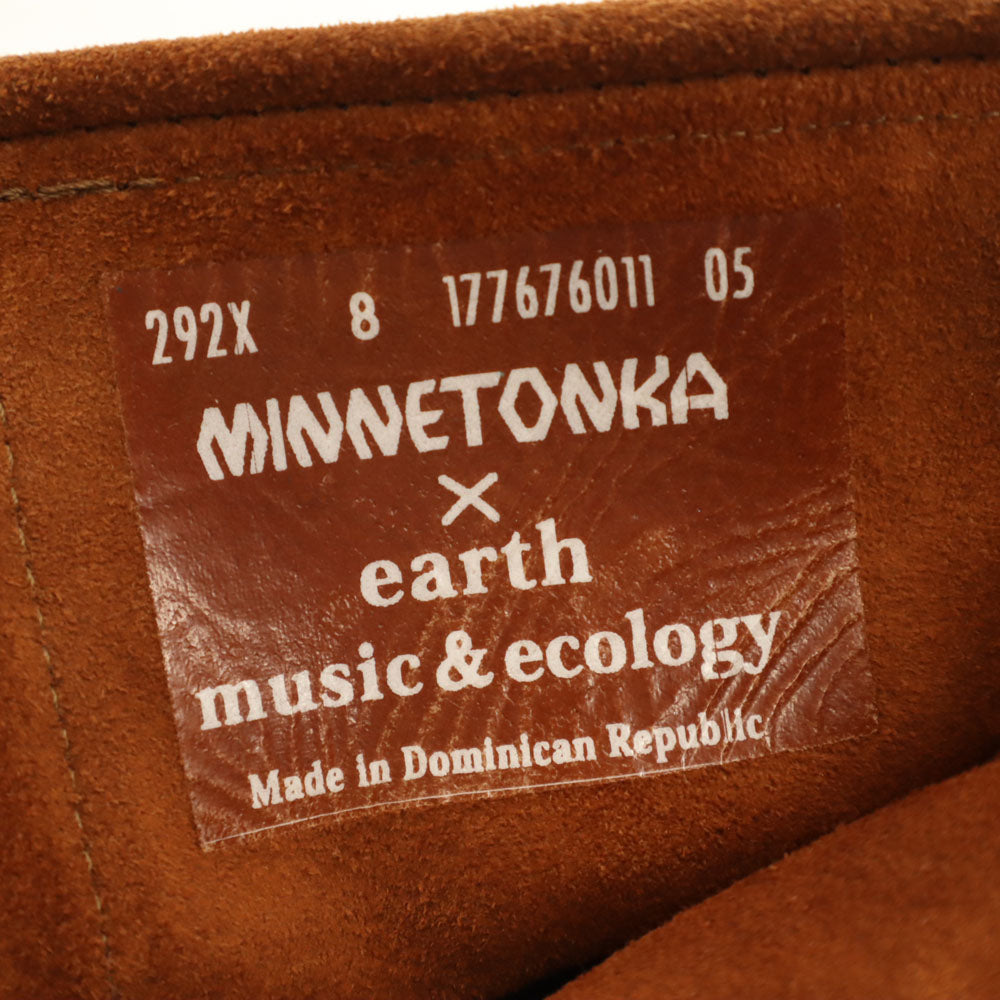 ミネトンカ アースミュージック ショートブーツ モカシン 8 ブラウン Minnetonka ダブルネーム レディース