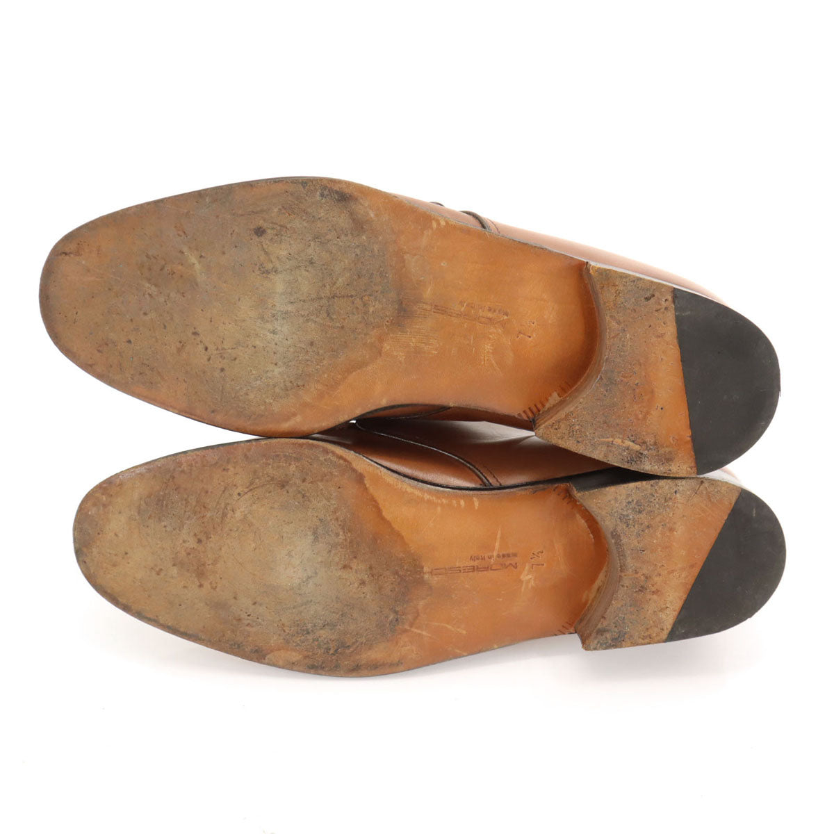 MORESCHI モレスキー イタリア製 ビジネスシューズ 71/2 キャメル モンクストラップ メンズ