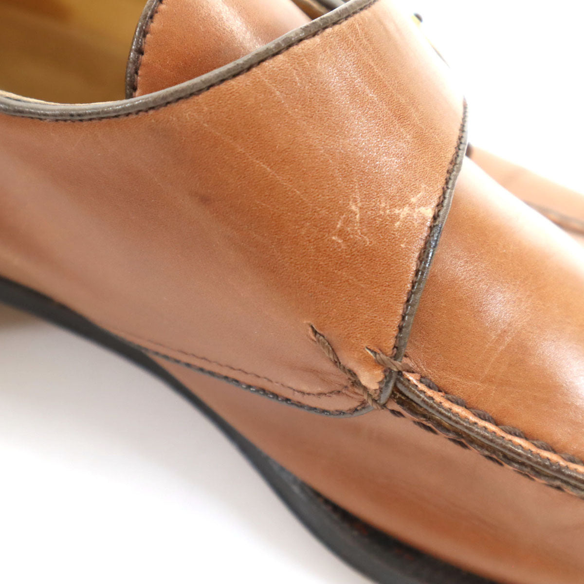 MORESCHI モレスキー イタリア製 ビジネスシューズ 71/2 キャメル モンクストラップ メンズ