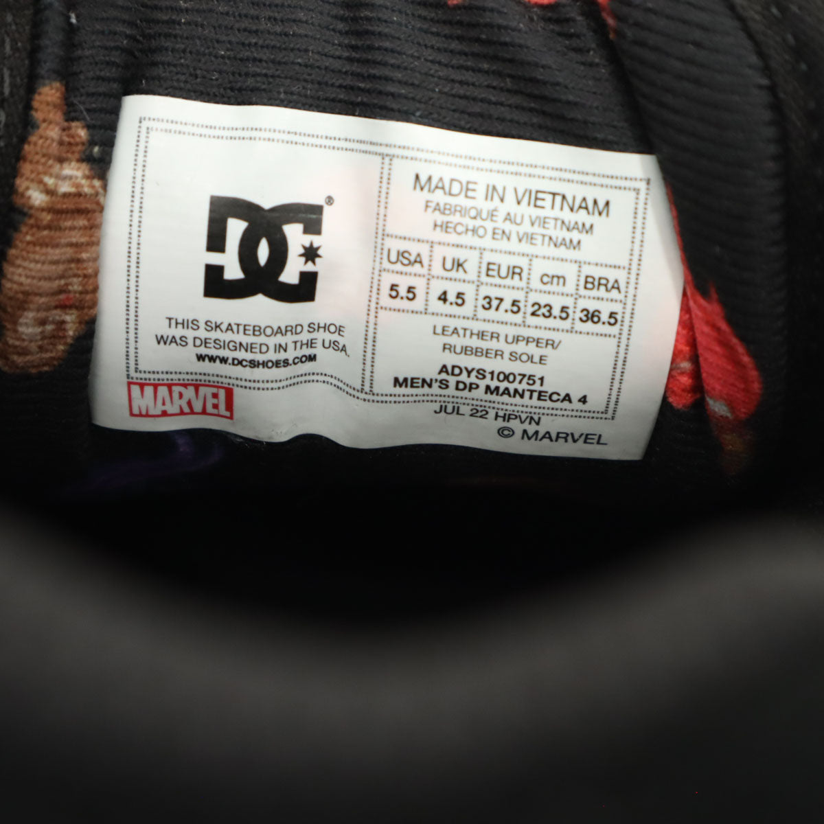 未使用 DC SHOES ディーシーシューズ スニーカー UK4.5 レッド MARVEL マーベル コラボ レディース