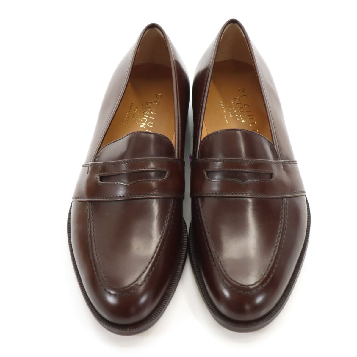 DE GIULI DESIGN 日本製 コイン ローファー 25 1/2 ブラウン メンズ