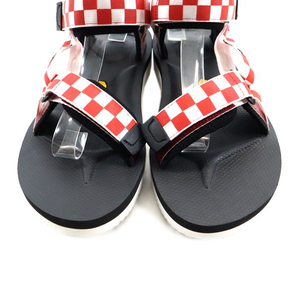 未使用 SUICOKE スイコック チェッカー柄 ストラップ サンダル US 8 レッド メンズ