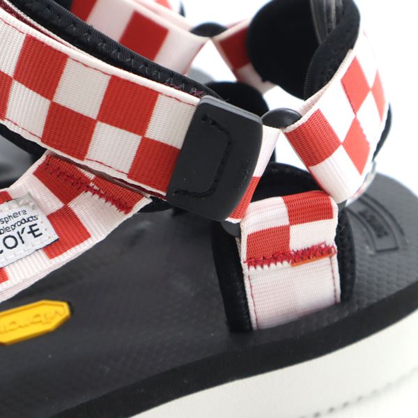 未使用 SUICOKE スイコック チェッカー柄 ストラップ サンダル US 8 レッド メンズ