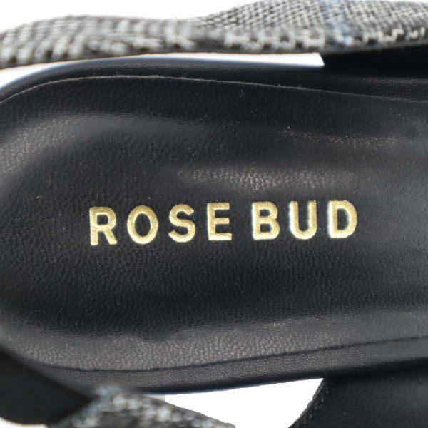 未使用 ローズバッド チェック柄 ヒールストラップ サンダル 38 グレー系 ROSE BUD 箱付 チャンキーヒール レディース