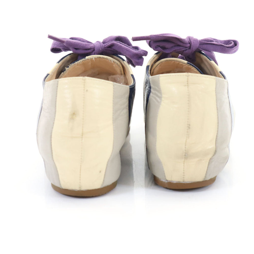 イッセイミヤケ 日本製 ボーダー シューズ 25 アイボリー系 ISSEY MIYAKE 箱付き レディース