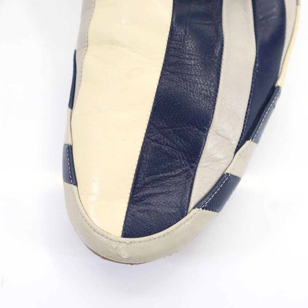 イッセイミヤケ 日本製 ボーダー シューズ 25 アイボリー系 ISSEY MIYAKE 箱付き レディース