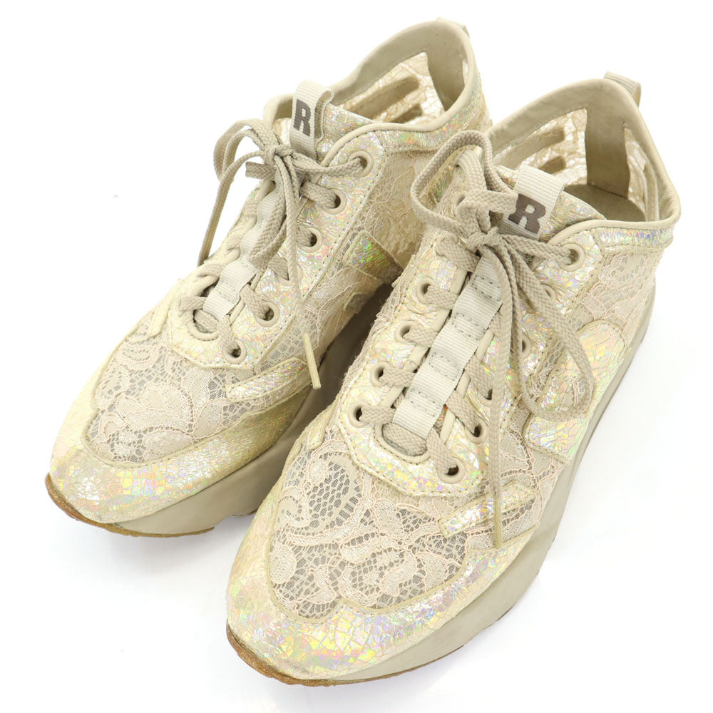 RUCO LINE ルコライン EU製 厚底 スニーカー 38 ゴールド系 レース レディース