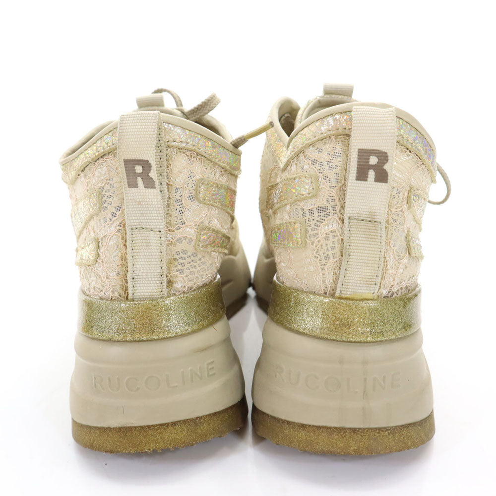 RUCO LINE ルコライン EU製 厚底 スニーカー 38 ゴールド系 レース レディース