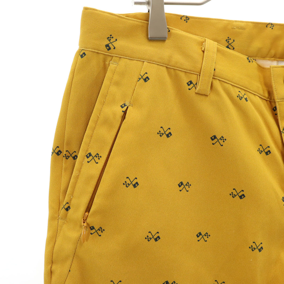 未使用 BEAMS GOLF ビームスゴルフ 総柄 シーズンクレスト パンツ 46 マスタード メンズ
