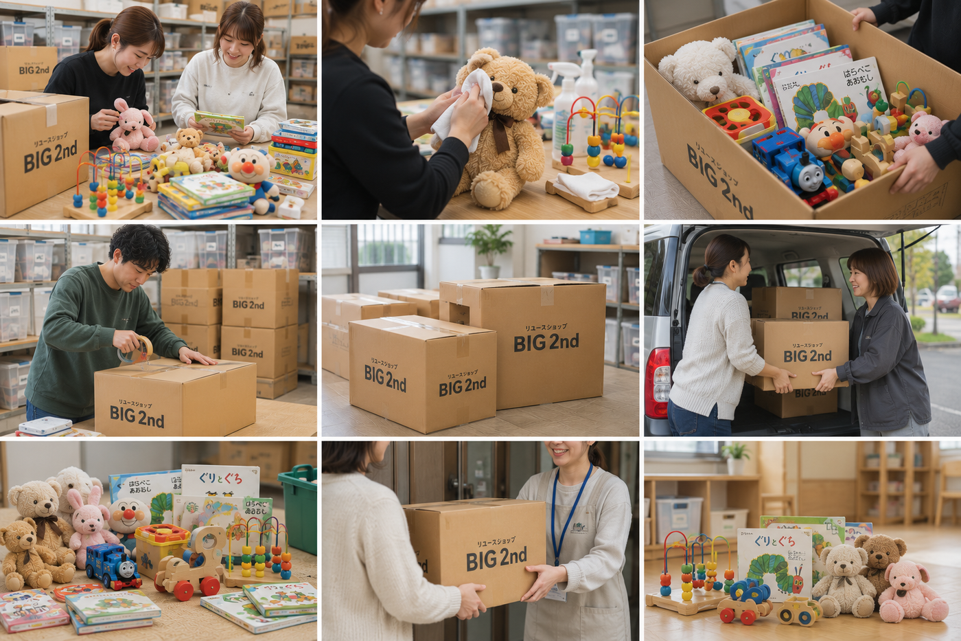 寄付品を準備する様子