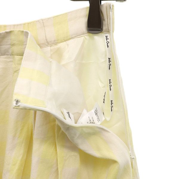 ミラオーウェン チェック ミディ丈 フレアスカート 1 イエロー×ホワイト Mila Owen レディース