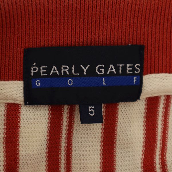パーリーゲイツ ストライプ ゴルフ 半袖 ポロシャツ 4 ホワイト×レッド PEARLY GATES メンズ