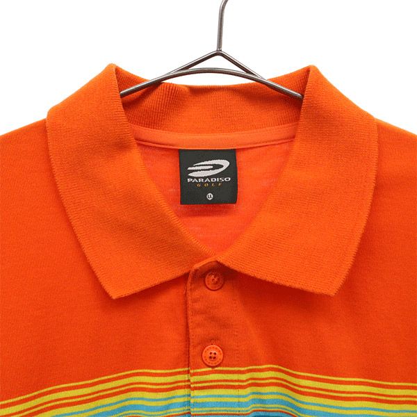 パラディーゾ 総柄 ゴルフ 半袖 ポロシャツ LL オレンジ系 Paradiso メンズ