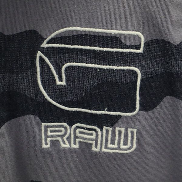 ジースターロウ 総柄 半袖 ポロシャツ S グレー G-STAR RAW メンズ