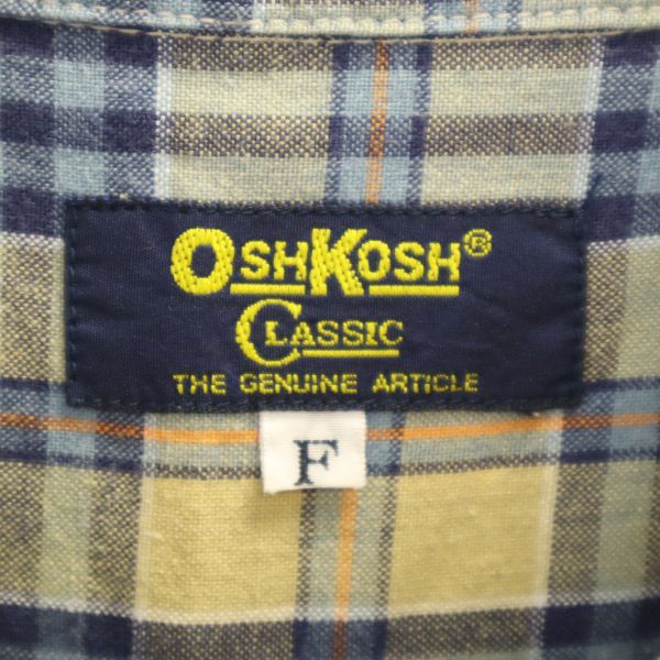 オシュコシュ チェック 半袖 ボタンダウンシャツ F ブルー系 OSHKOSH メンズ