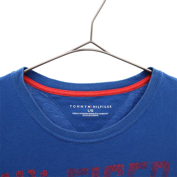 トミーヒルフィガー プリント 半袖 Tシャツ L/G ブルー TOMMY HILFIGER メンズ