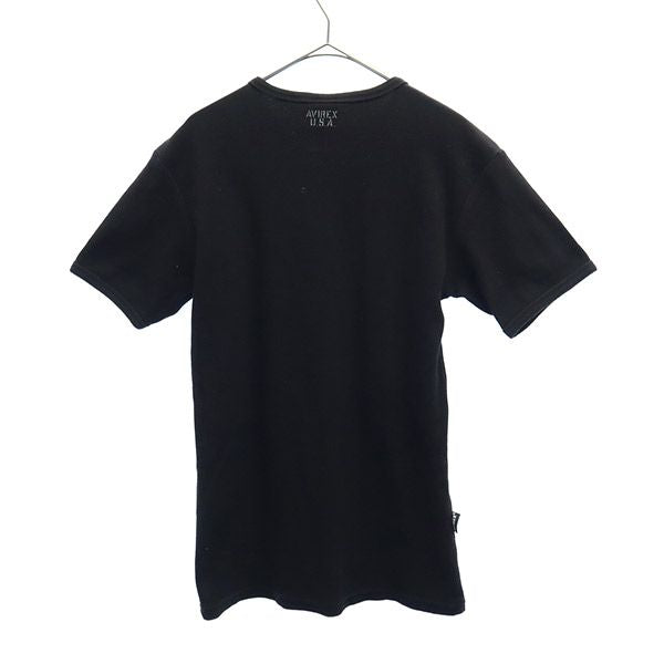 アヴィレックス ロゴプリント 半袖 Tシャツ M ブラック AVIREX メンズ