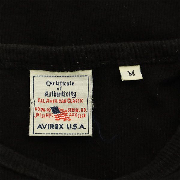 アヴィレックス ロゴプリント 半袖 Tシャツ M ブラック AVIREX メンズ