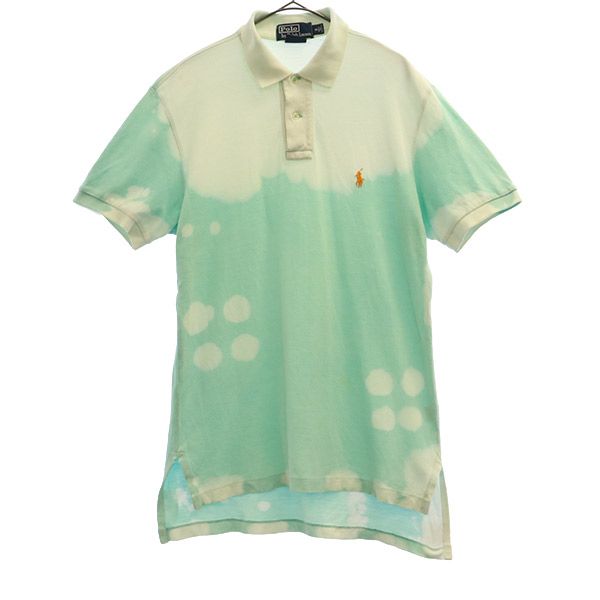 ポロバイラルフローレン 総柄 半袖 ポロシャツ S グリーン系 Polo by Ralph Lauren 鹿の子 カスタムフィット メンズ