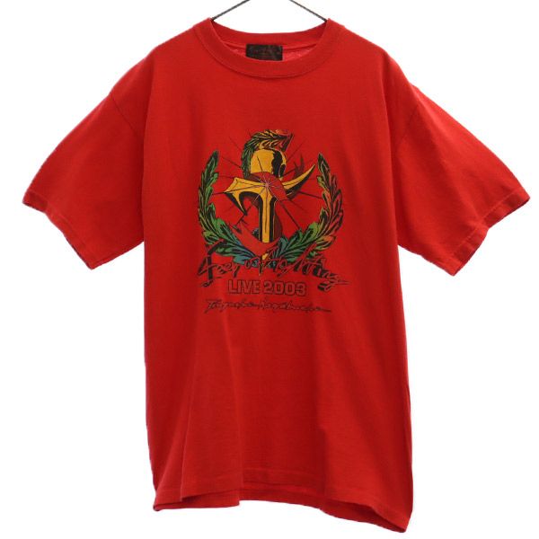 長渕剛 LIVE 2003 KEEP ON FIGHTING プリント 半袖 Tシャツ レッド 長渕剛 メンズ