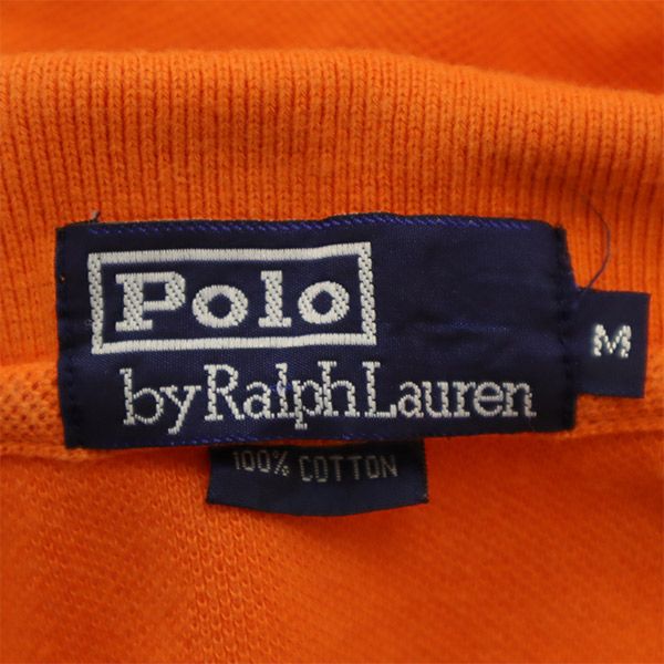 ポロラルフローレン 刺繍 半袖 ポロシャツ M オレンジ POLO RALPH LAUREN 鹿の子 メンズ