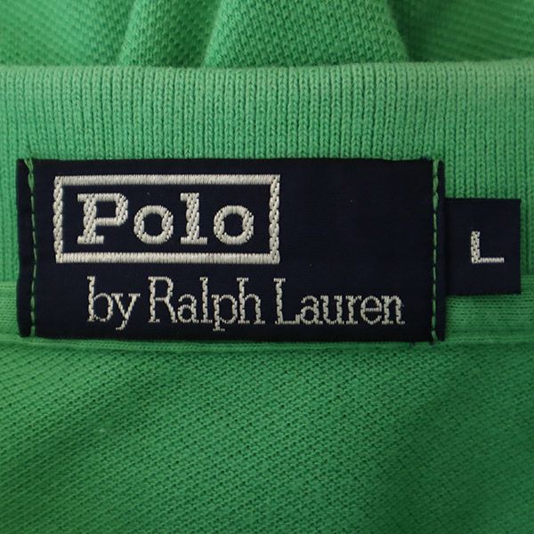 ポロラルフローレン 刺繍 半袖 ポロシャツ L グリーン POLO RALPH LAUREN 鹿の子 メンズ