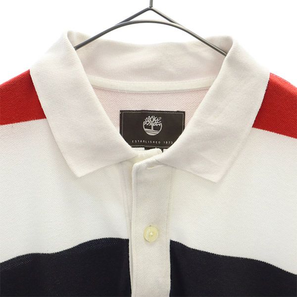 ティンバーランド ボーダー 半袖 ポロシャツ M Timberland 鹿の子 メンズ