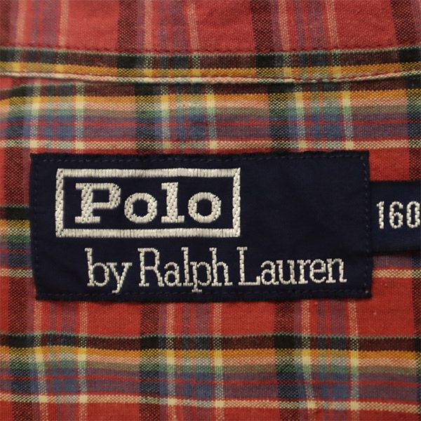 ポロバイラルフローレン 日本製 チェック 半袖 シャツ 160 レッド Polo by Ralph Lauren キッズ