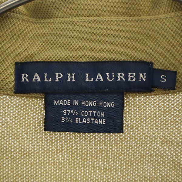 ラルフローレン 長袖 ハーフボタン ポロシャツ S ベージュ RALPH LAUREN カットソー 鹿の子地 レディース