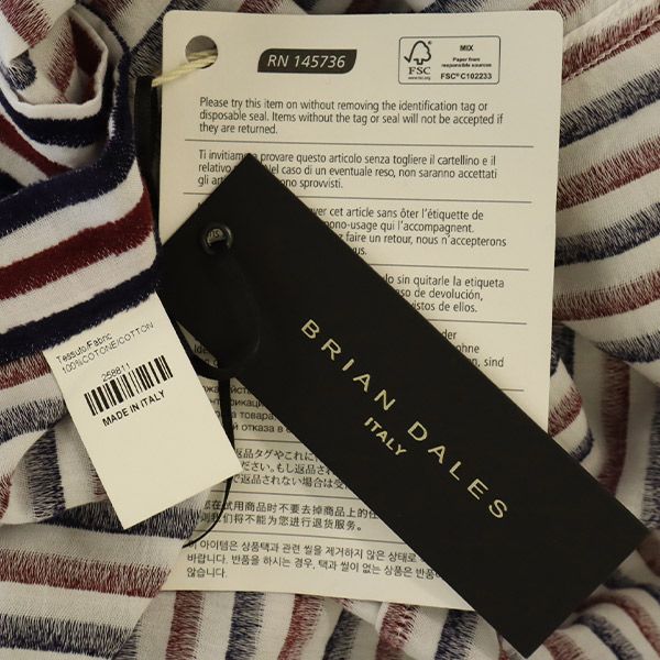 未使用 BRIAN DALES ブライアンデールス イタリア製 ストライプ 長袖 シャツ メンズ
