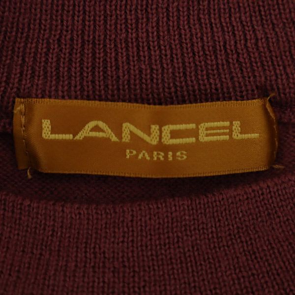 ランセル 日本製 ロゴ刺繍 長袖 ウール100％ ニット M レッド LANCEL セーター レディース