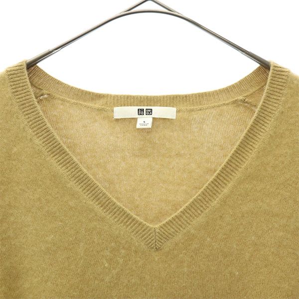 ユニクロ 長袖 カシミヤ100% Vネック セーター S ベージュ UNIQLO ニット レディース