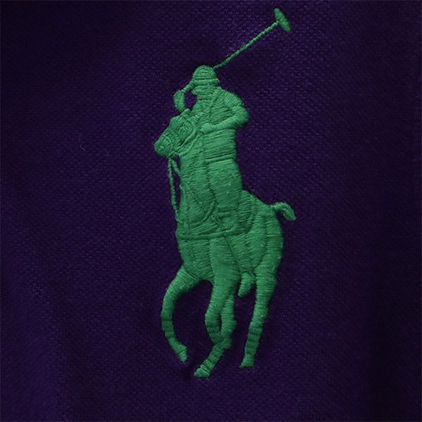 ポロラルフローレン ロゴ刺繍 長袖 ポロシャツ XS パープル POLO RALPH LAUREN レディース