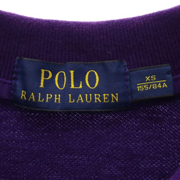 ポロラルフローレン ロゴ刺繍 長袖 ポロシャツ XS パープル POLO RALPH LAUREN レディース